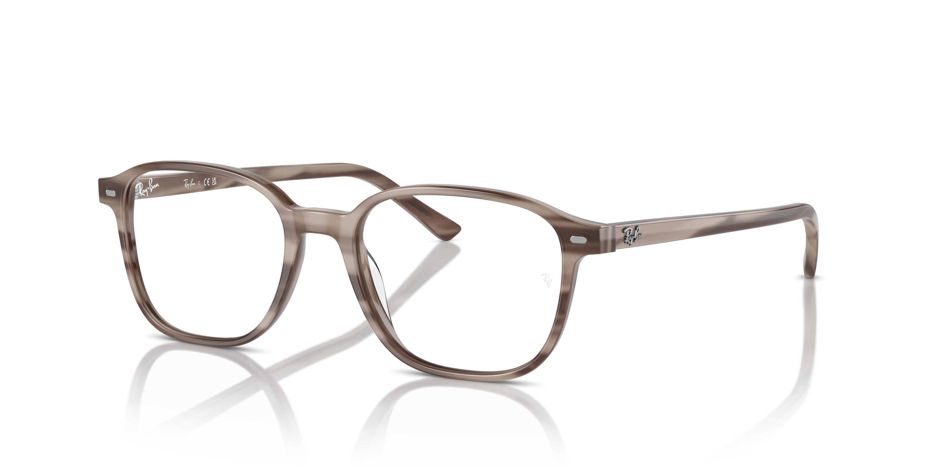 LEONARD OPTICS Polished Striped Grey Frame Clear Lenses 51-17