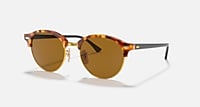 Ray-Ban Sunglasses Unisex Clubround Classic - Tortoise Frame Green Lenses 51-19 Polarized