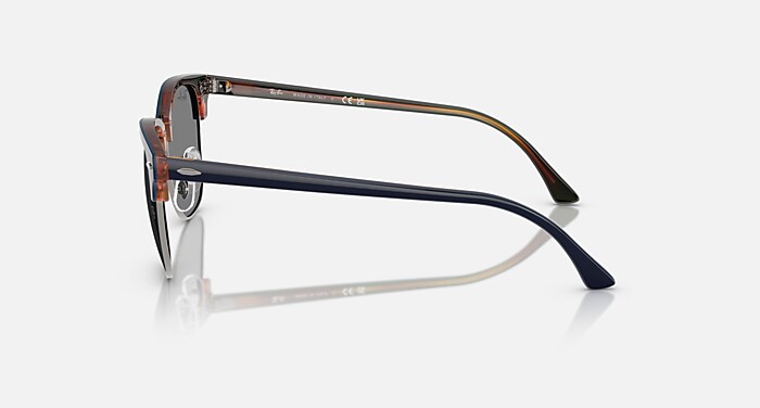 Ray-Ban Sunglasses Unisex Clubmaster Classic - Blue On Red Havana Frame Grey Lenses 49-21