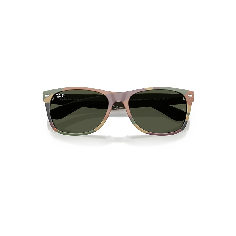 Ray Ban New Wayfarer Classic Sonnenbrillen Grün / Grünes Tarnmuster Fassung Grün Glas 55-18 In Green/green Camuflage