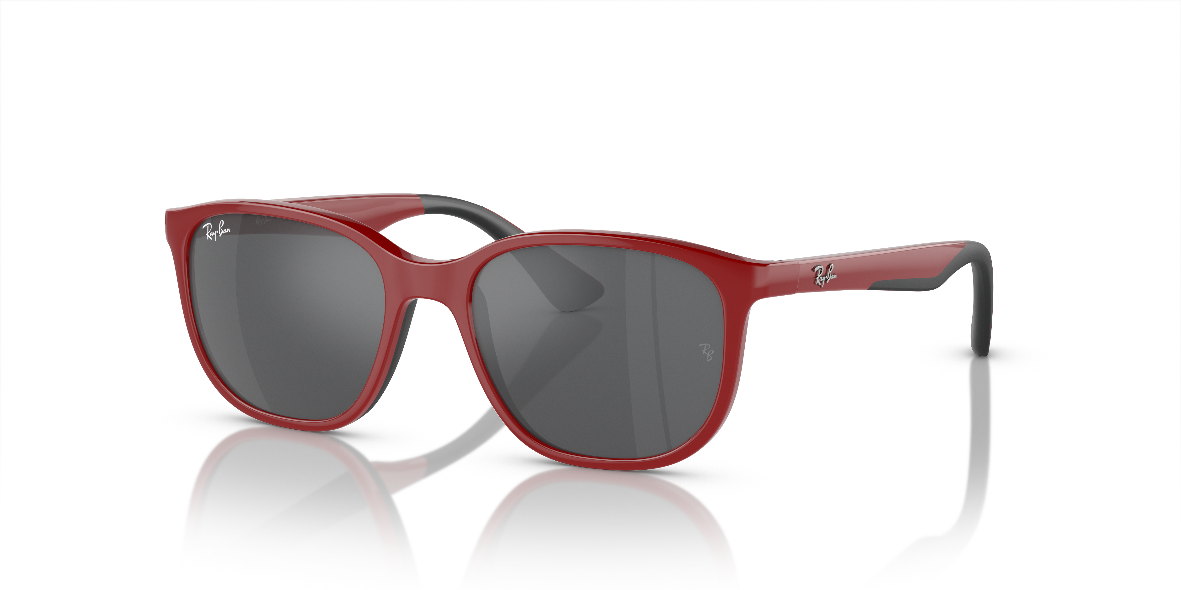 RB9078S KIDS BIO-BASED Polished Red On Black Frame Silver/Grey Lenses 48-16
