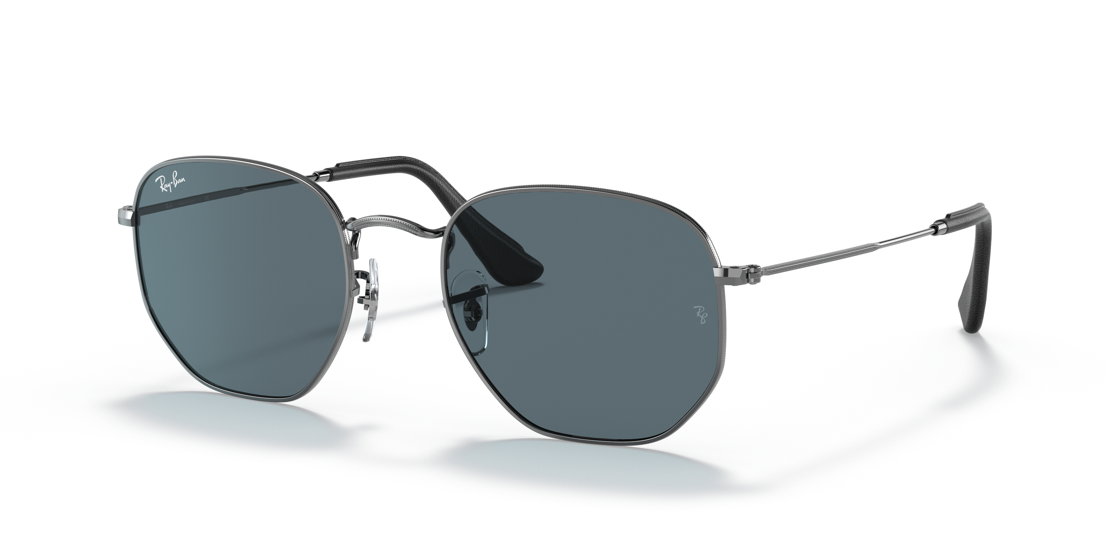 HEXAGONAL @COLLECTION Polished Gunmetal Frame Blue Classic Lenses 51-21