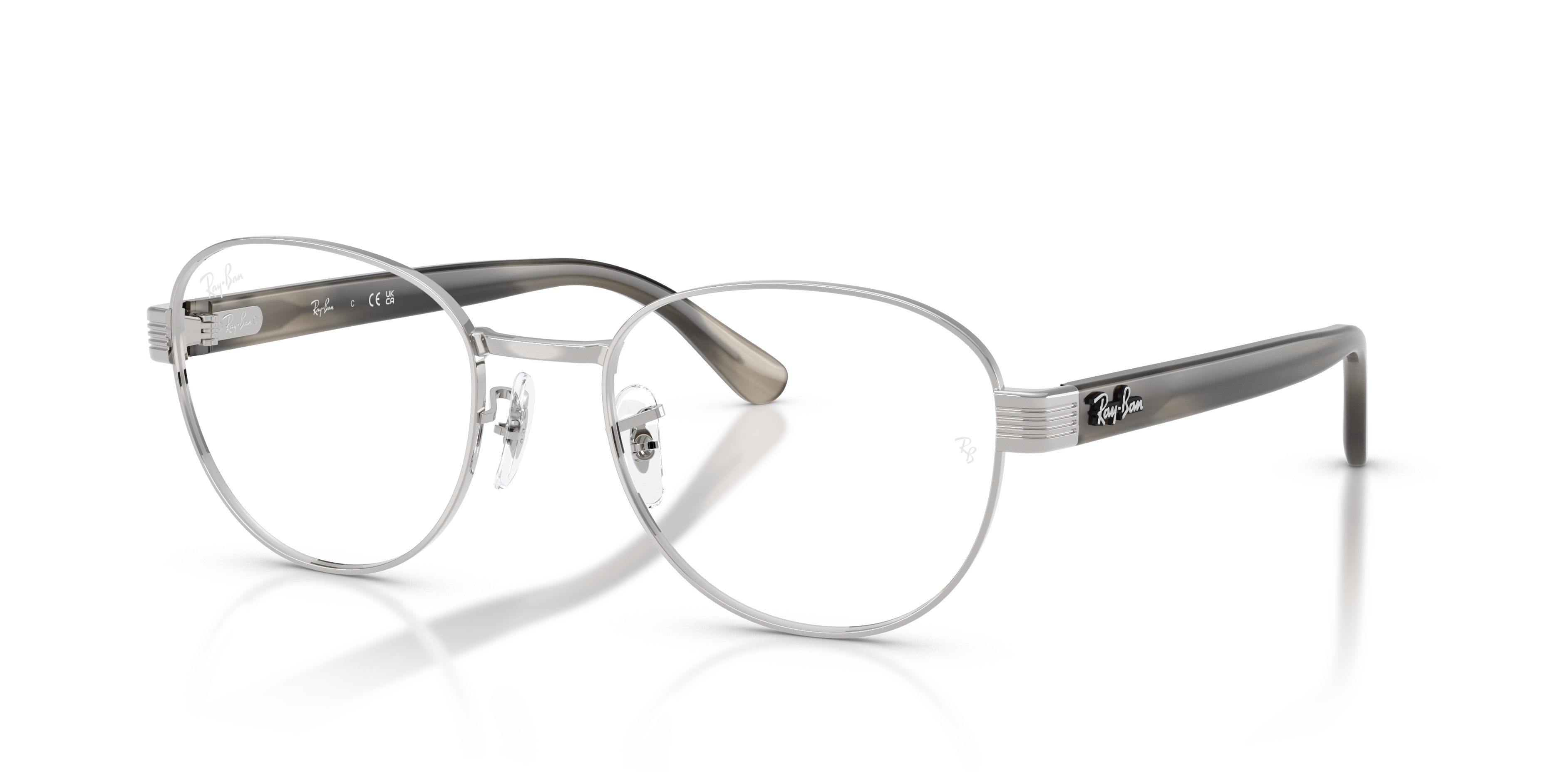 RB6543 OPTICS Polished Silver Frame Clear Lenses 54-20