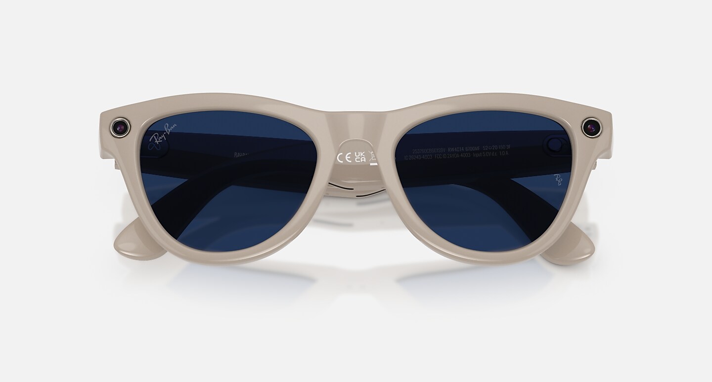 Ray-Ban Meta AI Glasses Shiny Chalky Gray Frame Blue Lenses