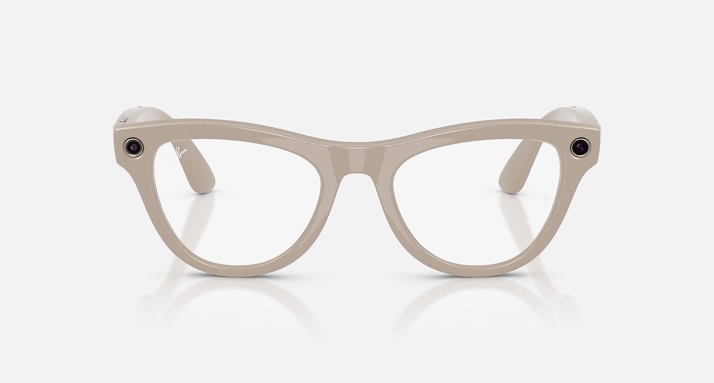 Ray-Ban Meta AI Glasses Shiny Chalky Gray Frame Blue Lenses