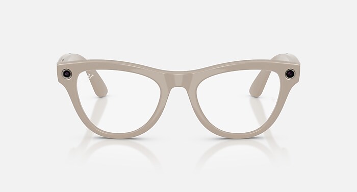 Ray-Ban Meta AI Glasses Shiny Chalky Gray Frame Blue Lenses