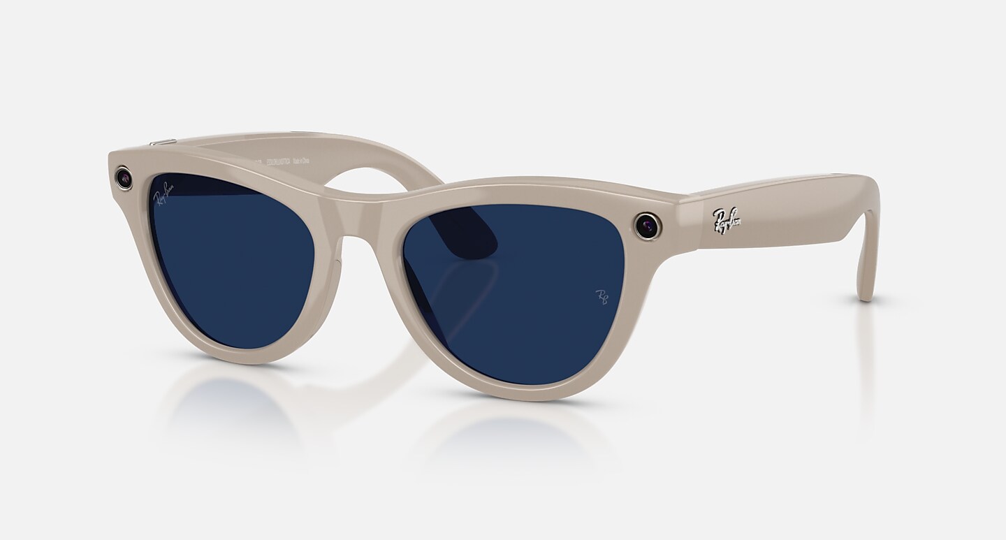 Ray-Ban Meta AI Glasses Shiny Chalky Gray Frame Blue Lenses