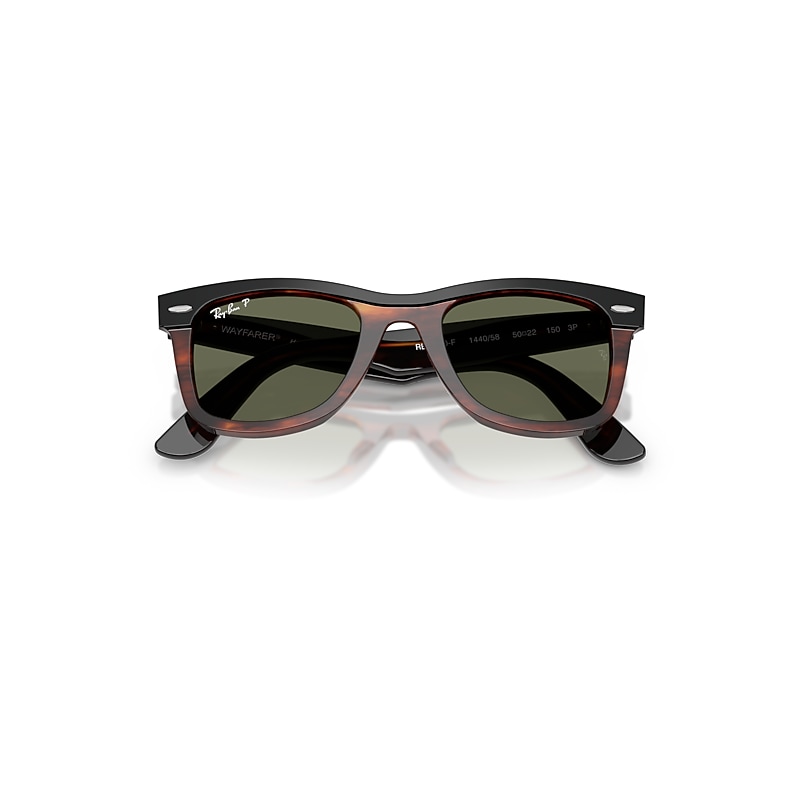 Ray Ban Wayfarer Street Neat Sunglasses Black On Havana Frame Green Lenses Polarized 52-22
