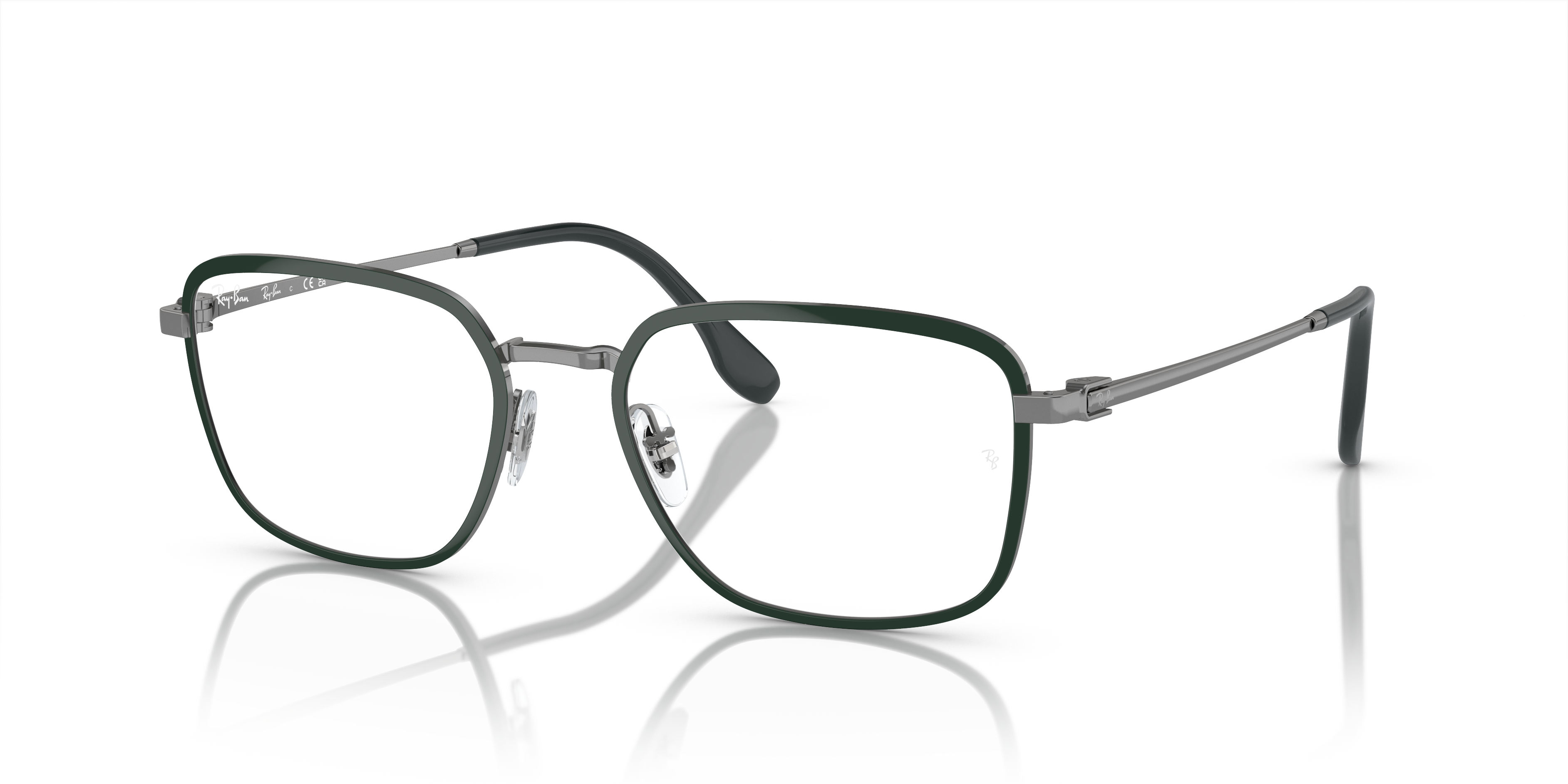 RB6511 OPTICS Polished Green On Gunmetal Frame Clear Lenses 53-19