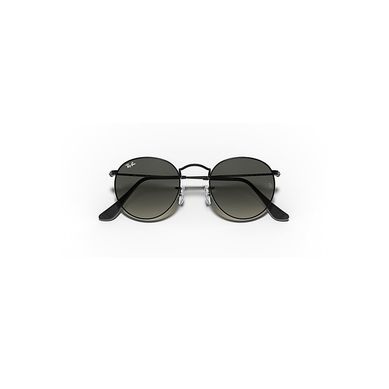 Ray-Ban Round Flat Lenses Sunglasses Black Frame Grey Lenses 53-21