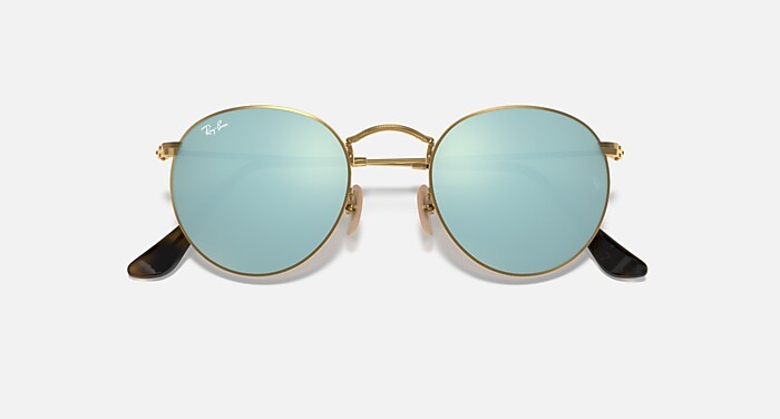 ROUND FLAT LENSES Sunglasses in Arista Gold and Silver Flash  display picture 2