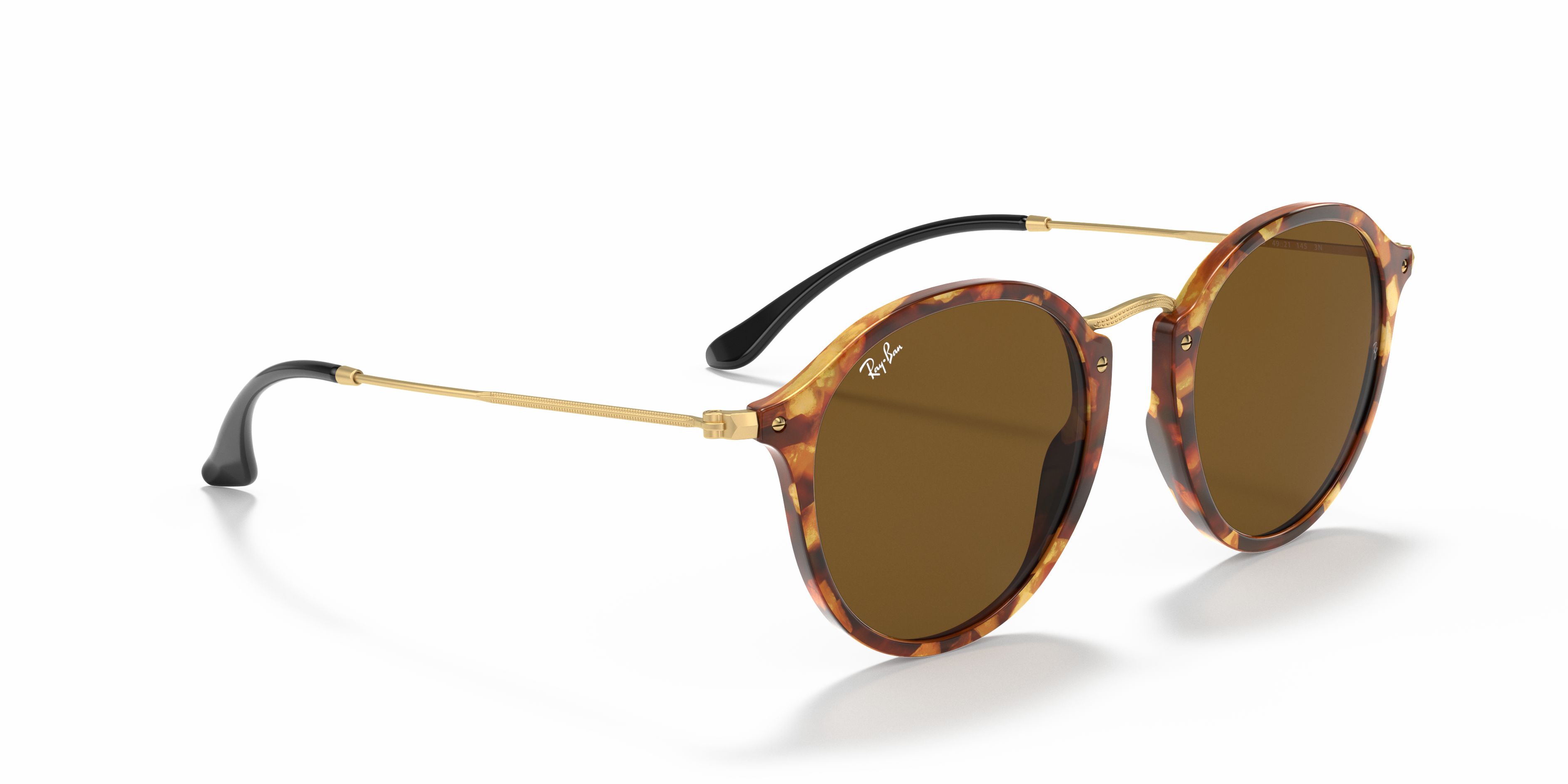 Ray-Banブラウンラウンドサングラス 2447 べっ甲柄ブラウンレンズ レイバン公式ストア】 Ray-Ban® ROUND FLECK サングラス