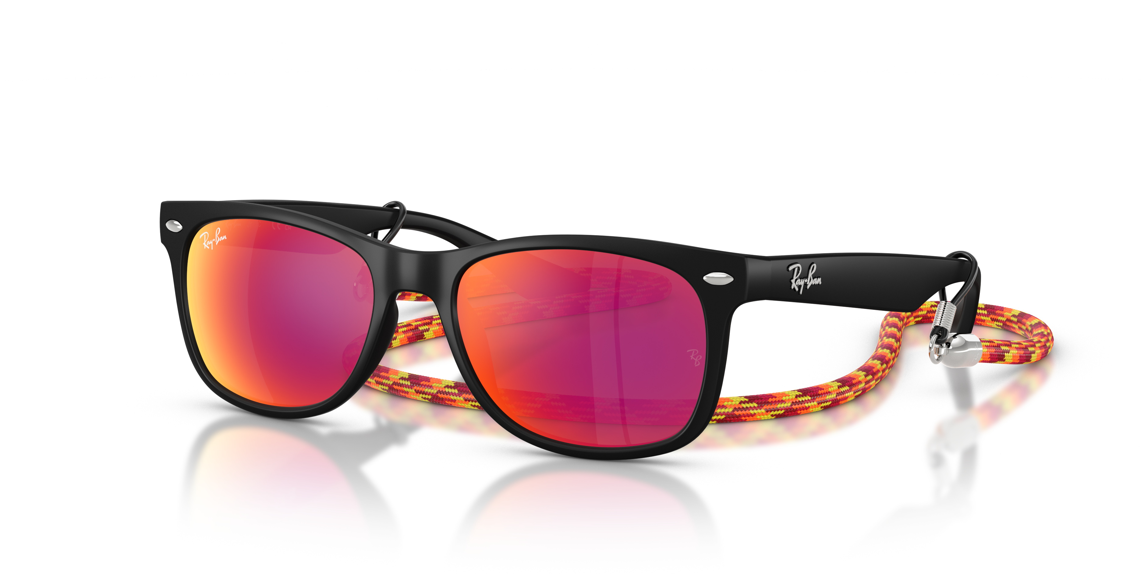 NEW WAYFARER KIDS SUMMER CAPSULE Polished Rubber Black Frame Brown Mirror Orange Lenses 47-15