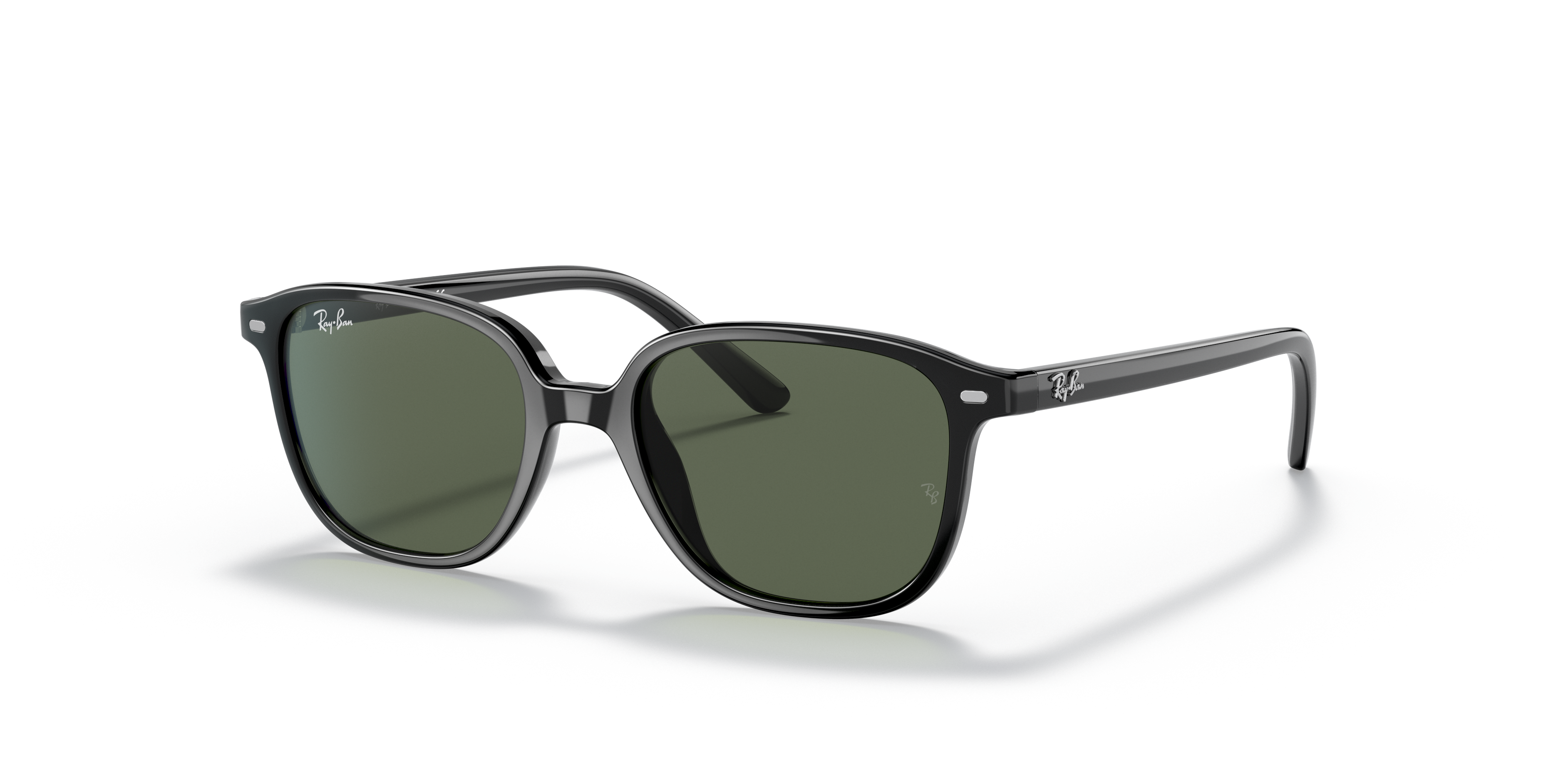 LEONARD KIDS Polished Black Frame Dark Green Lenses 45-16