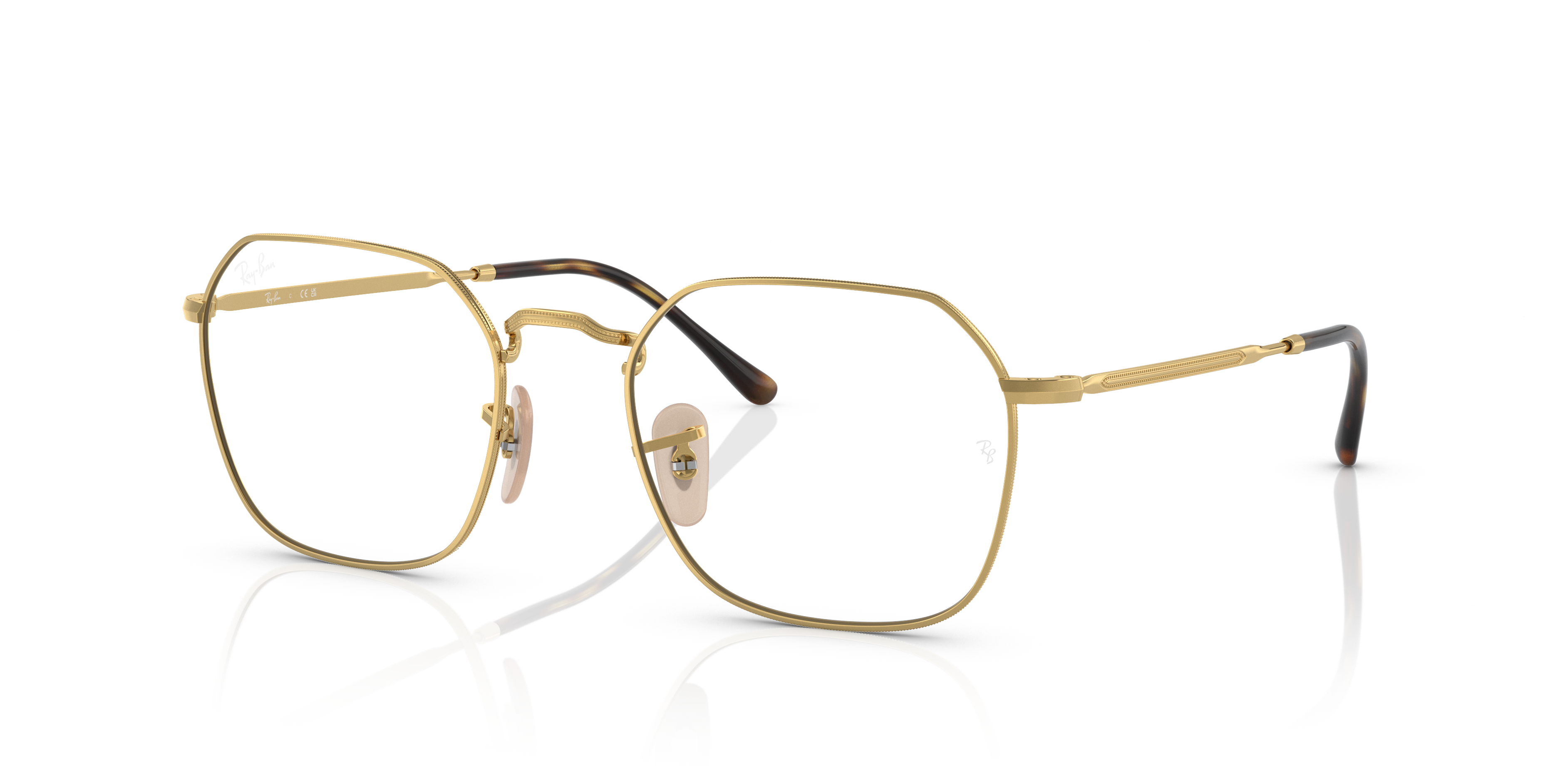 JIM OPTICS Polished Arista Gold Frame Clear Lenses 53-20