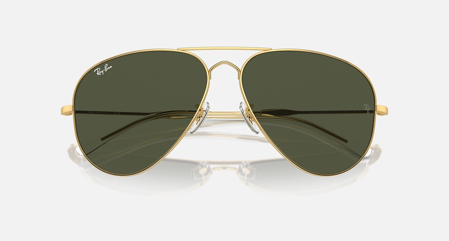 Ray-Ban Sunglasses Unisex Old Aviator - Arista Gold Frame Green Lenses 58-14 Polarized