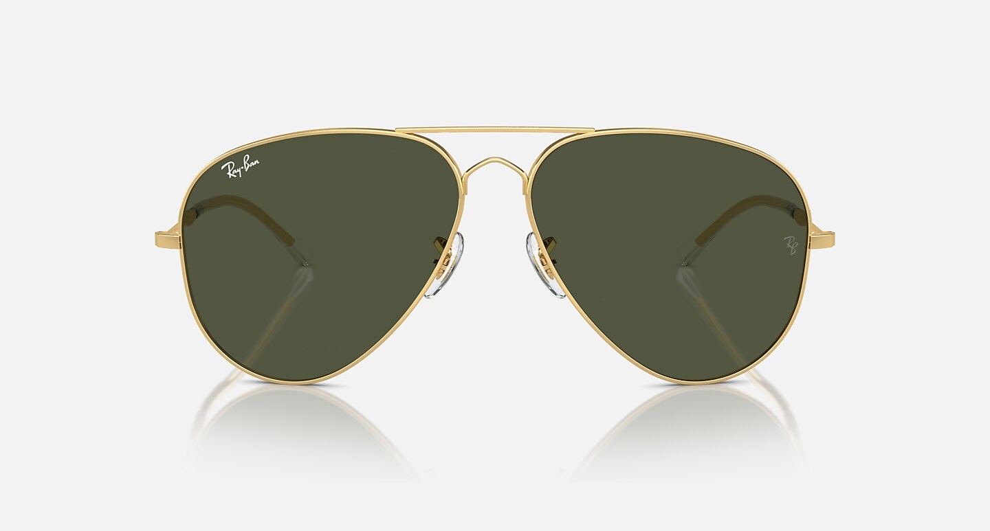 Ray-Ban Sunglasses Unisex Old Aviator - Arista Gold Frame Green Lenses 58-14 Polarized