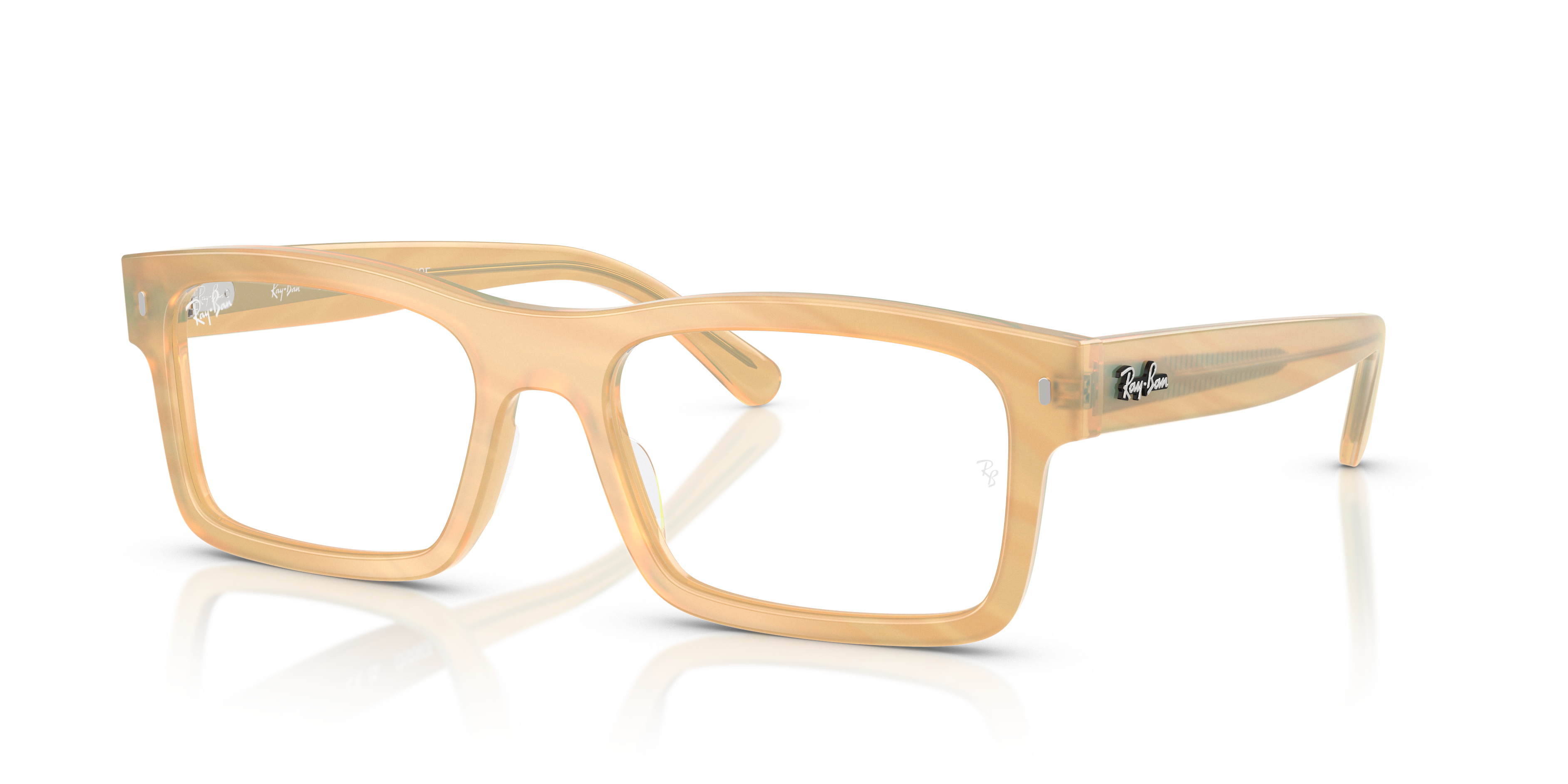 RB5435 OPTICS CHANGE Polished Photo Striped Brown Frame Clear Lenses 56-19