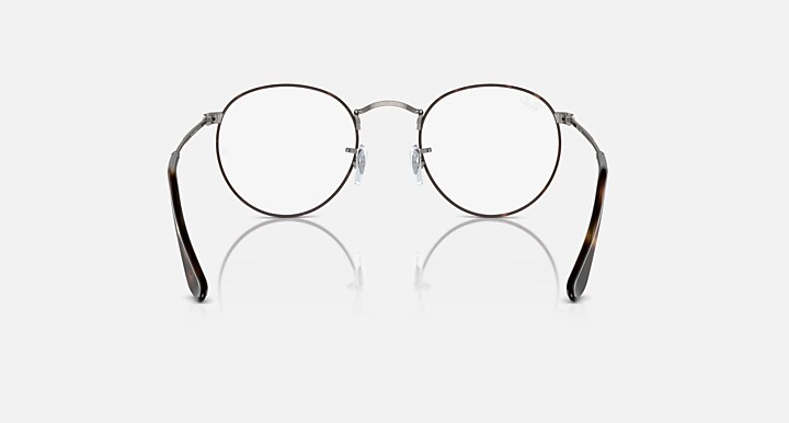 Ray-Ban Eyeglasses Unisex Round Metal Optics Prescription - Gunmetal Frame Clear Lenses 50-21