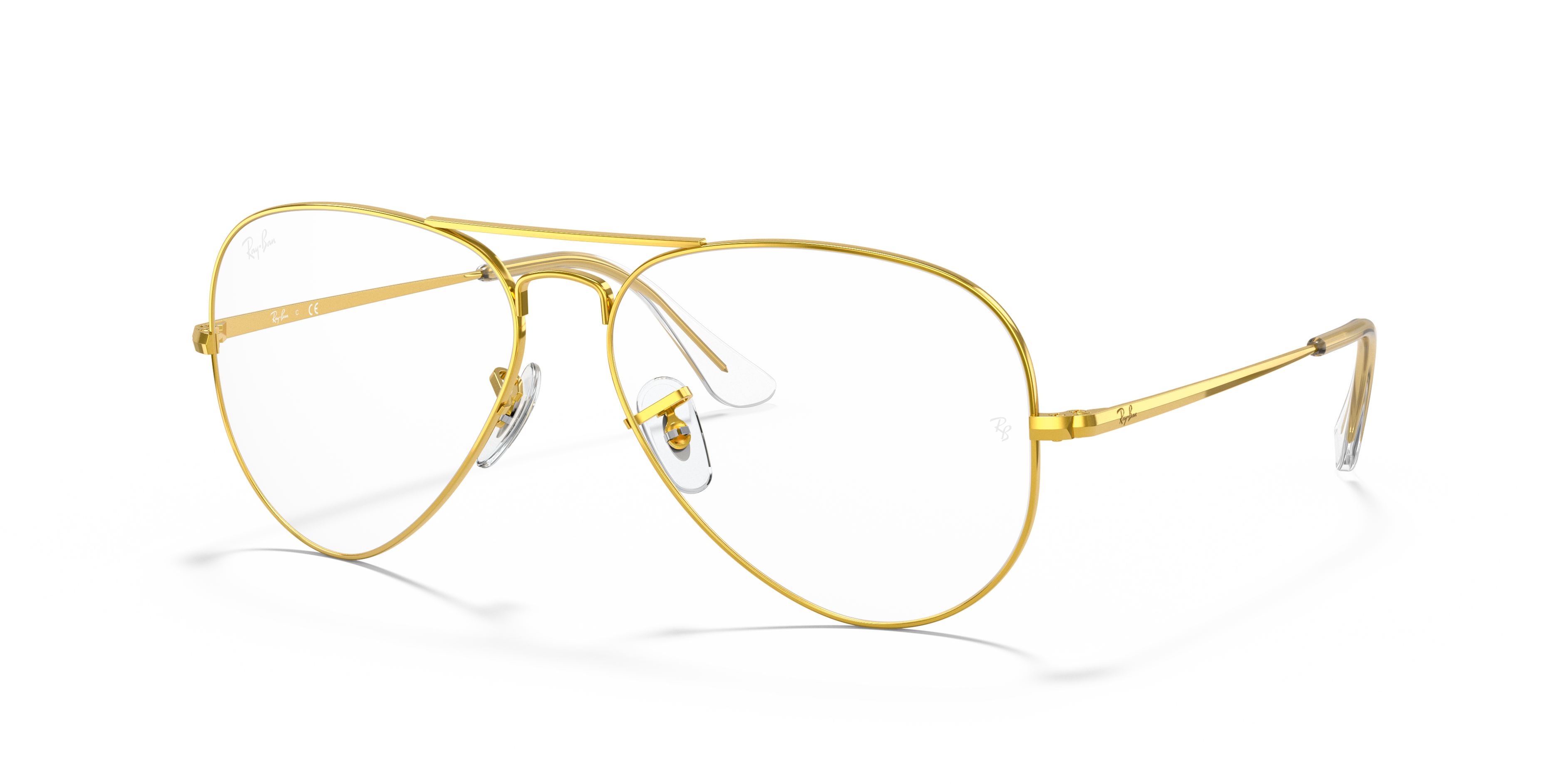 AVIATOR OPTICS Polished Gold Frame Clear Lenses 55-14