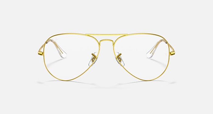 Ray-Ban Eyeglasses Unisex Aviator Optics Prescription - Gold Frame Clear Lenses 58-14