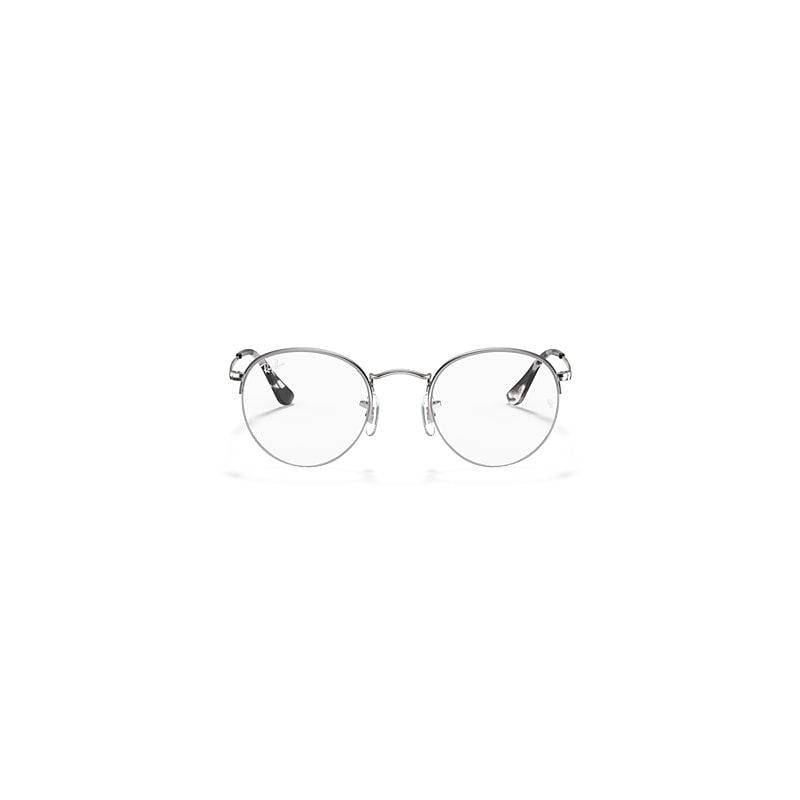Ray Ban Round Gaze Eyeglasses Silver Frame Clear Lenses 53-22 In Silver