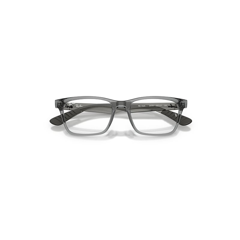 Ray Ban Rb7025 Optics Eyeglasses Dark Grey Frame Clear Lenses Polarized 53-17 In Gray