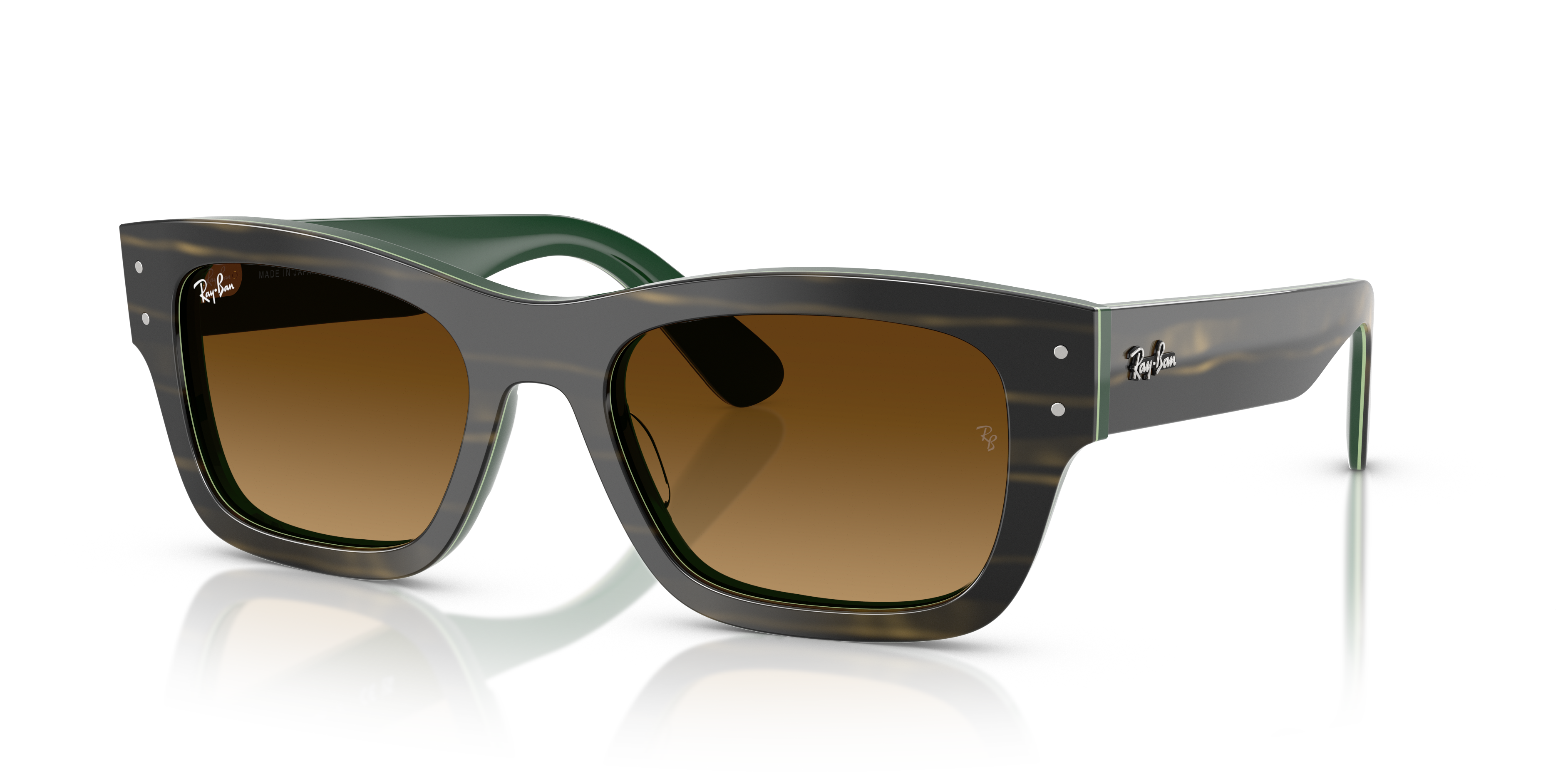 JOSEPH Polished Striped Green On Green Frame Gradient Brown Lenses 55-20