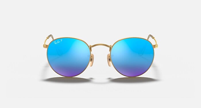 ROUND FLASH LENSES Sunglasses in Gold and Blue Polarized  display picture 1