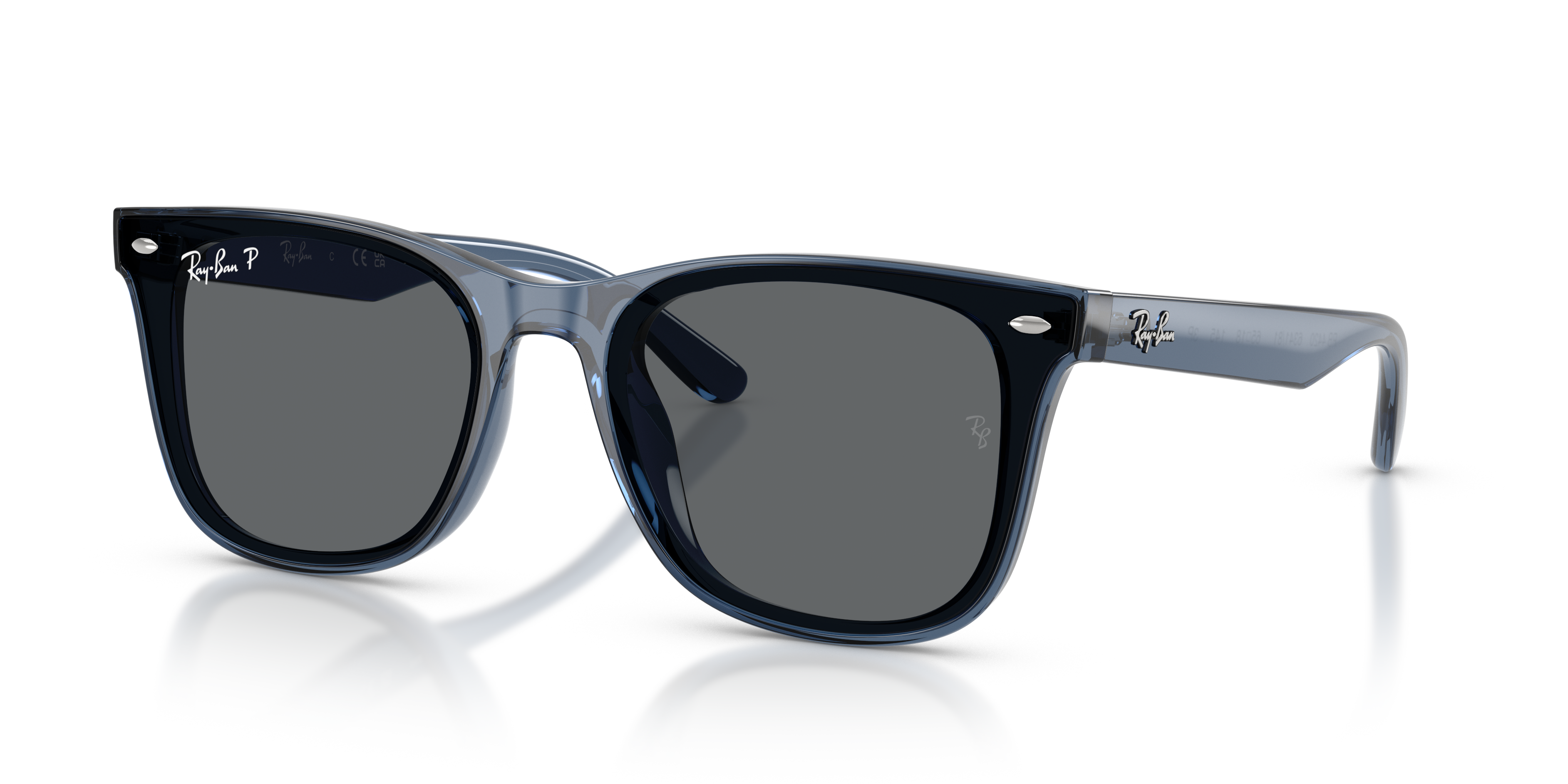 RB4420 FOURTH OF JULY LIMITED Polished Transparent Blue Frame Dark Grey Polar Lenses 65-18