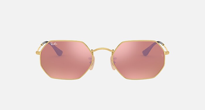 Ray-Ban RB3556-N Octagonal Sunglasses Gold Frame Pink Mirror Lenses Sunglasses Ray-Ban Octagonal RB 3556N (9069A5) RB3556N  main image 4
