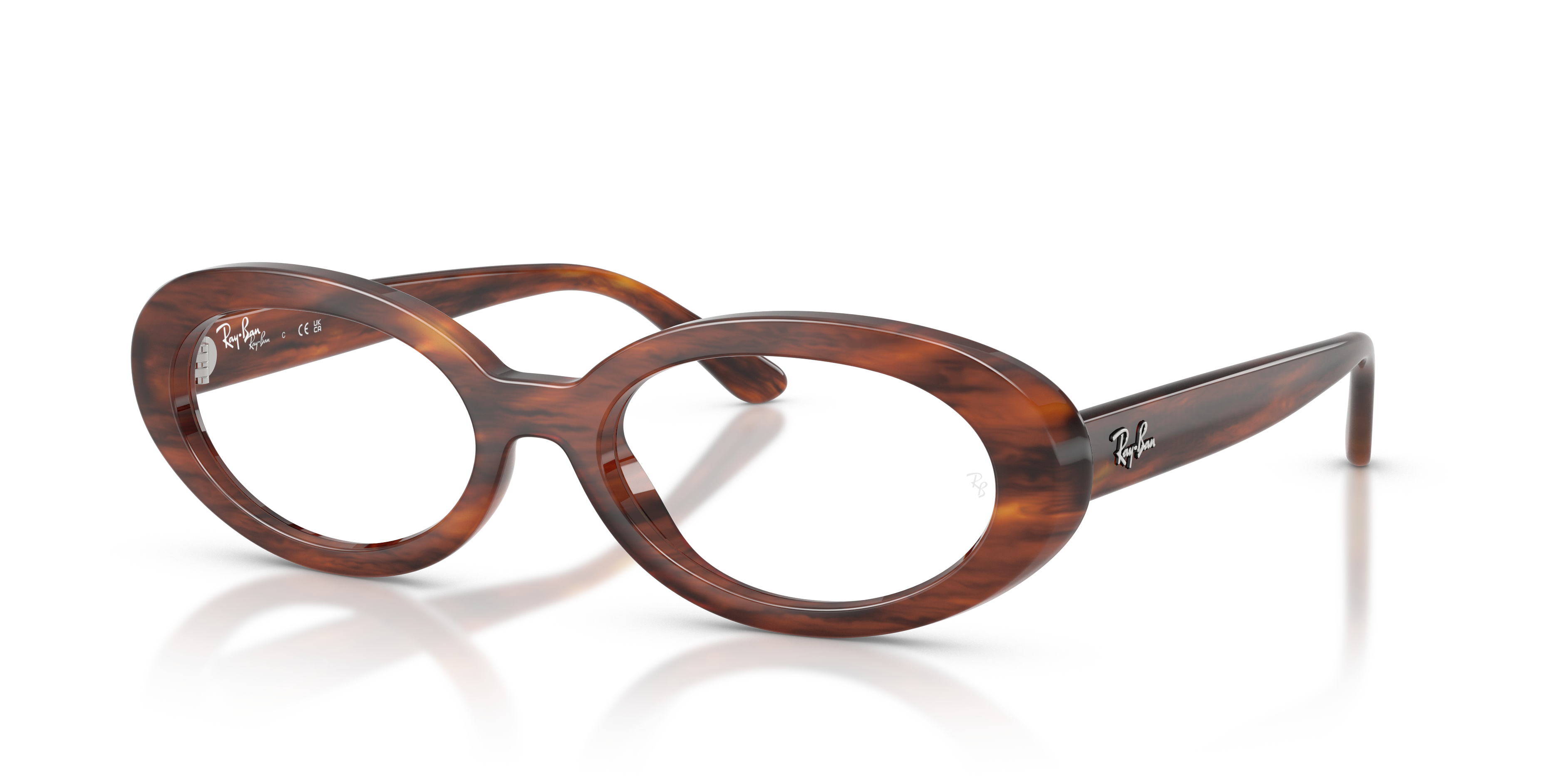RB2223V OPTICS Polished Striped Havana Frame Clear Lenses 54-19