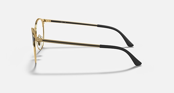 Ray-Ban Eyeglasses Unisex Rb6375 Optics Prescription - Black On Gold Frame Clear Lenses 53-18 Polarized