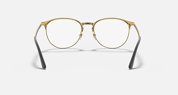 Ray-Ban Eyeglasses Unisex Rb6375 Optics Prescription - Black On Gold Frame Clear Lenses 53-18 Polarized