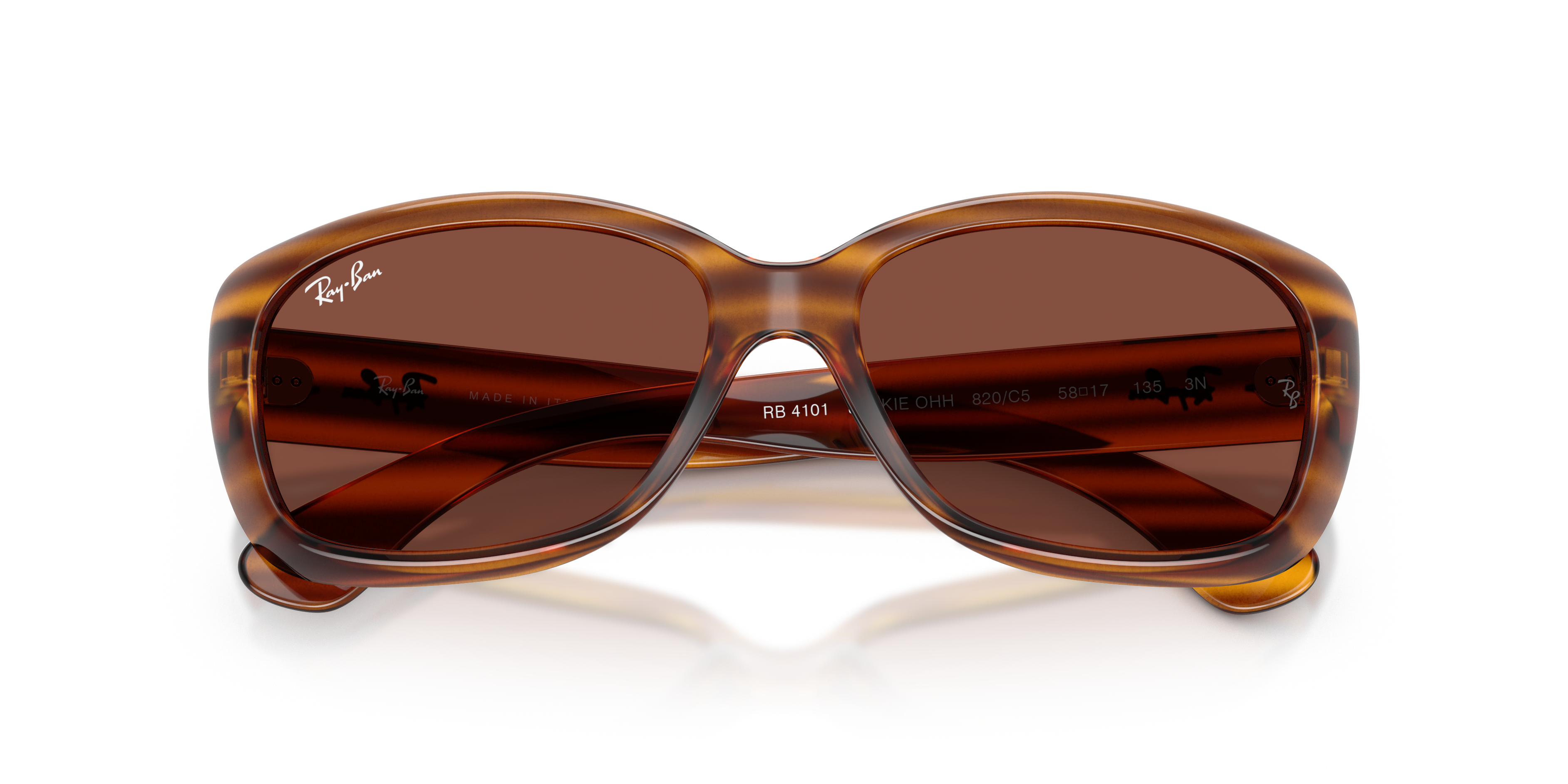JACKIE OHH Sunglasses in Striped Red Havana and Red - RB4101 | Ray