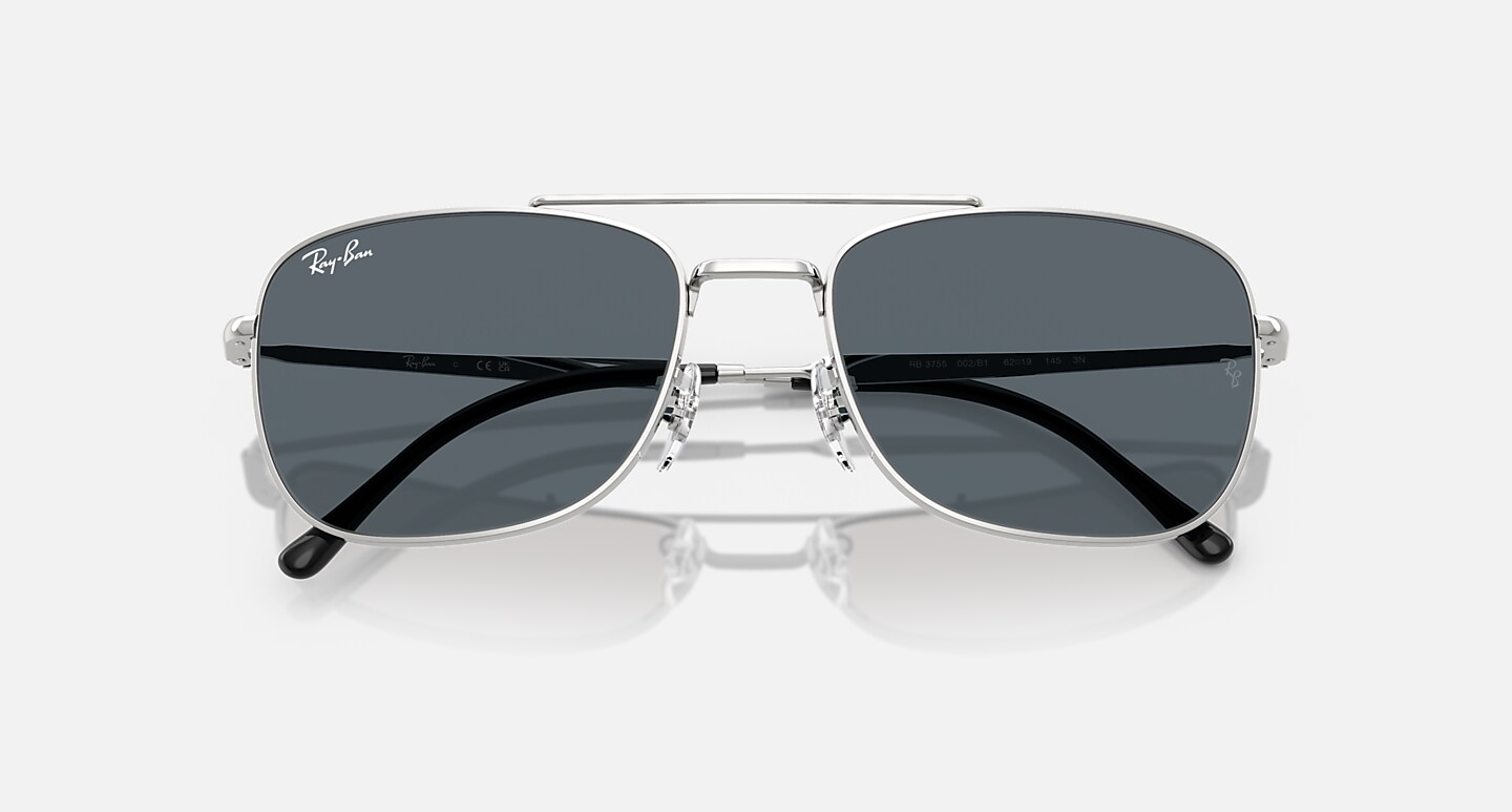 Ray-Ban Sunglasses Unisex Rb3755 - Silver Frame Blue Lenses 59-19