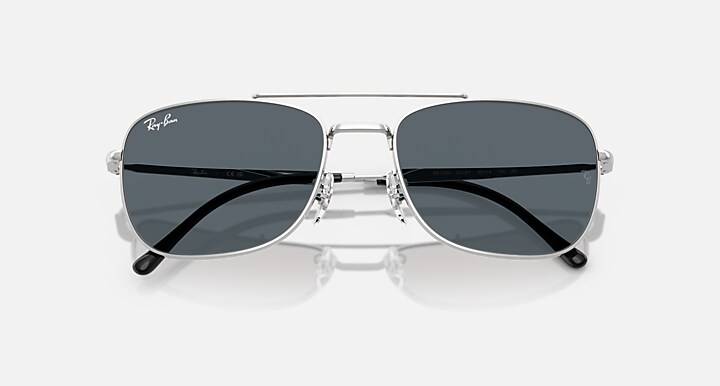 Ray-Ban Sunglasses Unisex Rb3755 - Silver Frame Blue Lenses 59-19