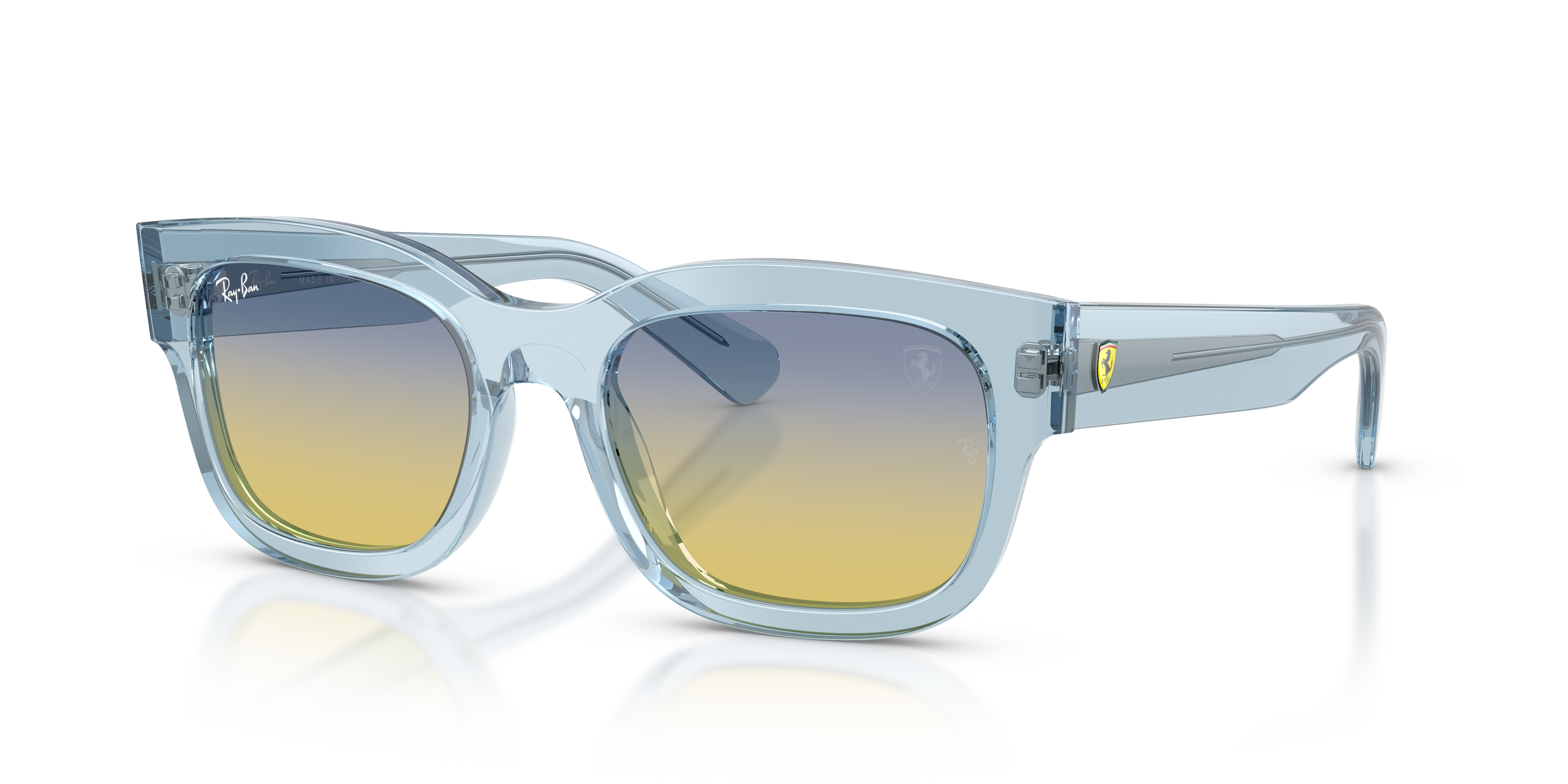 RB2228M SCUDERIA FERRARI COLLECTION Polished Transparent Light Blue Frame Gradient Yellow/Blue Lenses 53-19
