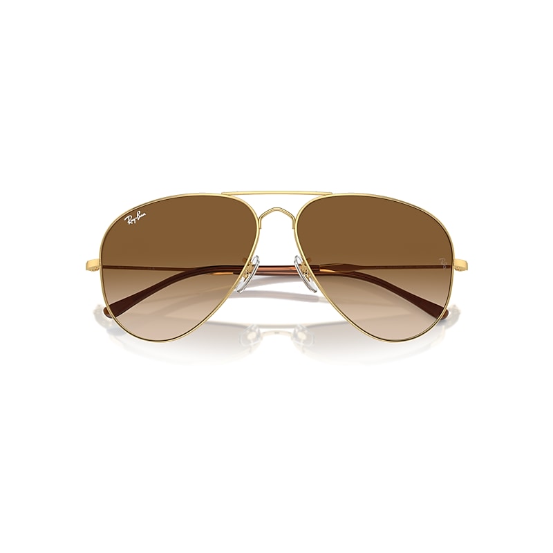 Ray-Ban Old Aviator Sunglasses Arista Gold Frame Brown Lenses 58-14