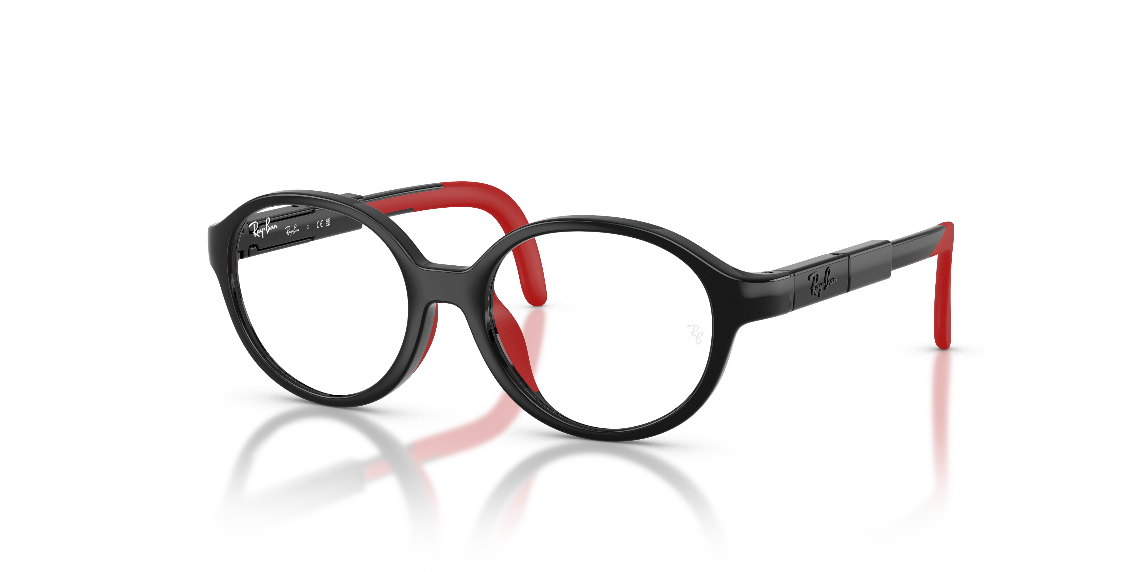 RBA1981 OPTICS KIDS BIO-BASED Polished Black & Red Frame Clear Lenses 43-15