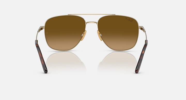 Ray-Ban Sunglasses Unisex William Titanium - Arista Gold Frame Brown Lenses 59-17 Polarized