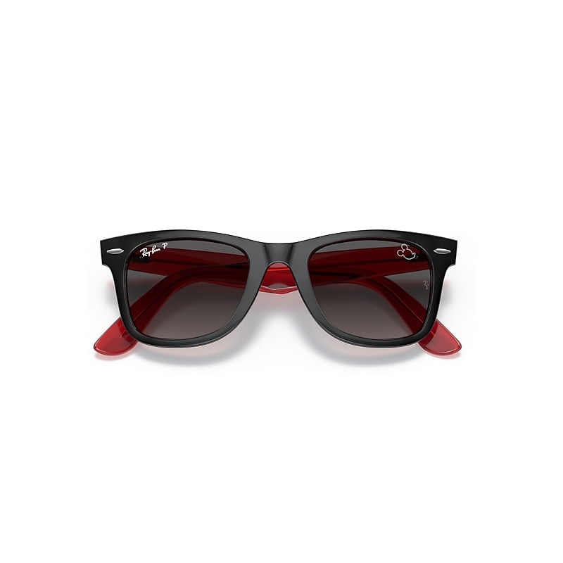 Ray-Ban Rb2140 Wayfarer Mickey J22 Sunglasses Transparent Red Frame Grey Lenses Polarized 50-22