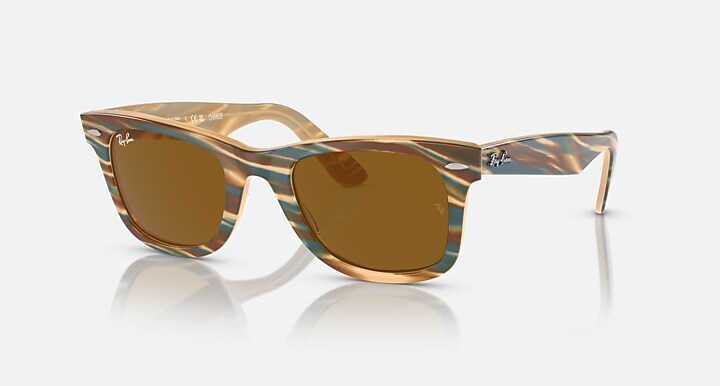 Ray-Ban 0RB2140F ORIGINAL WAYFARER CHANGE 抛光 棕色条纹照片 SUN_Alternative