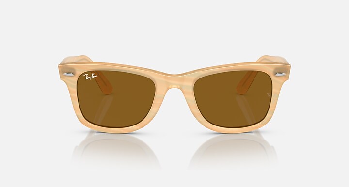 Ray-Ban 0RB2140F ORIGINAL WAYFARER CHANGE 抛光 棕色条纹照片 SUN_Front