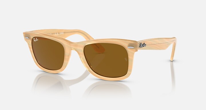 Ray-Ban 0RB2140F ORIGINAL WAYFARER CHANGE 抛光 棕色条纹照片 SUN_Quarter