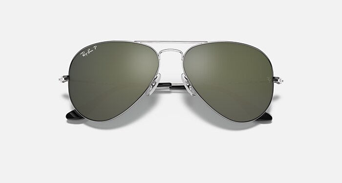 Ray-Ban Aviator Mirror: Matte Silver Frame, Silver Mirror Lens w/ case AVIATOR FLASH LENSES Sunglasses in Gunmetal and Silver Flash  main image 2