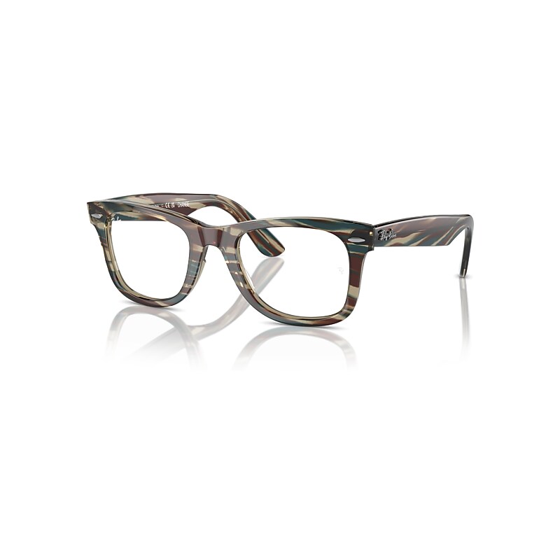 Ray Ban Original Wayfarer Optics Change Eyeglasses Photo Striped Grey Frame Clear Lenses Polarized 50-22 In Photo Striped Grey