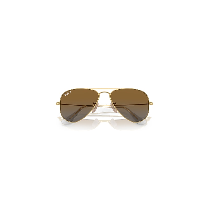 Ray-Ban Aviator Kids Sunglasses Arista Gold Frame Brown Lenses Polarized 52-14