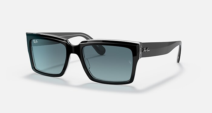 INVERNESS Sunglasses in Black On Transparent and Blue Gradient 