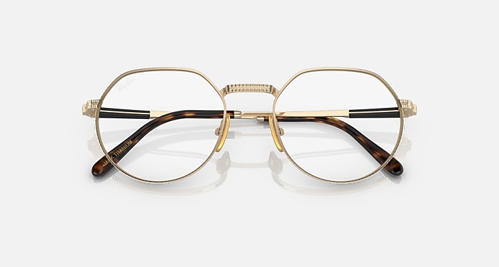 Ray-Ban Eyeglasses Unisex Jack II Titanium Optics Prescription - Arista Gold Frame Clear Lenses 53-20 Polarized